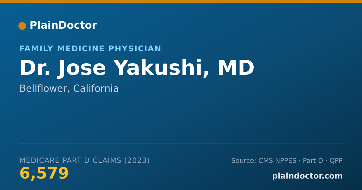 Shareable card for Jose Yakushi, MD - Family Medicine Physician, Bellflower, CA