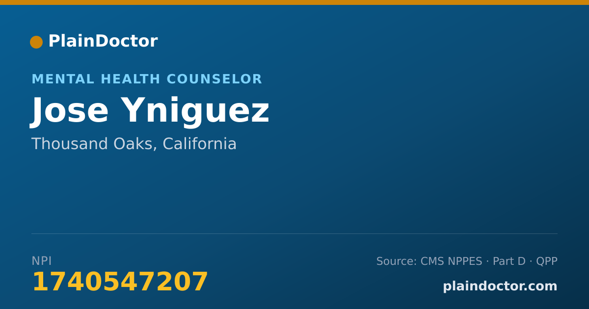 Shareable card for Jose Yniguez - Mental Health Counselor, Thousand Oaks, CA