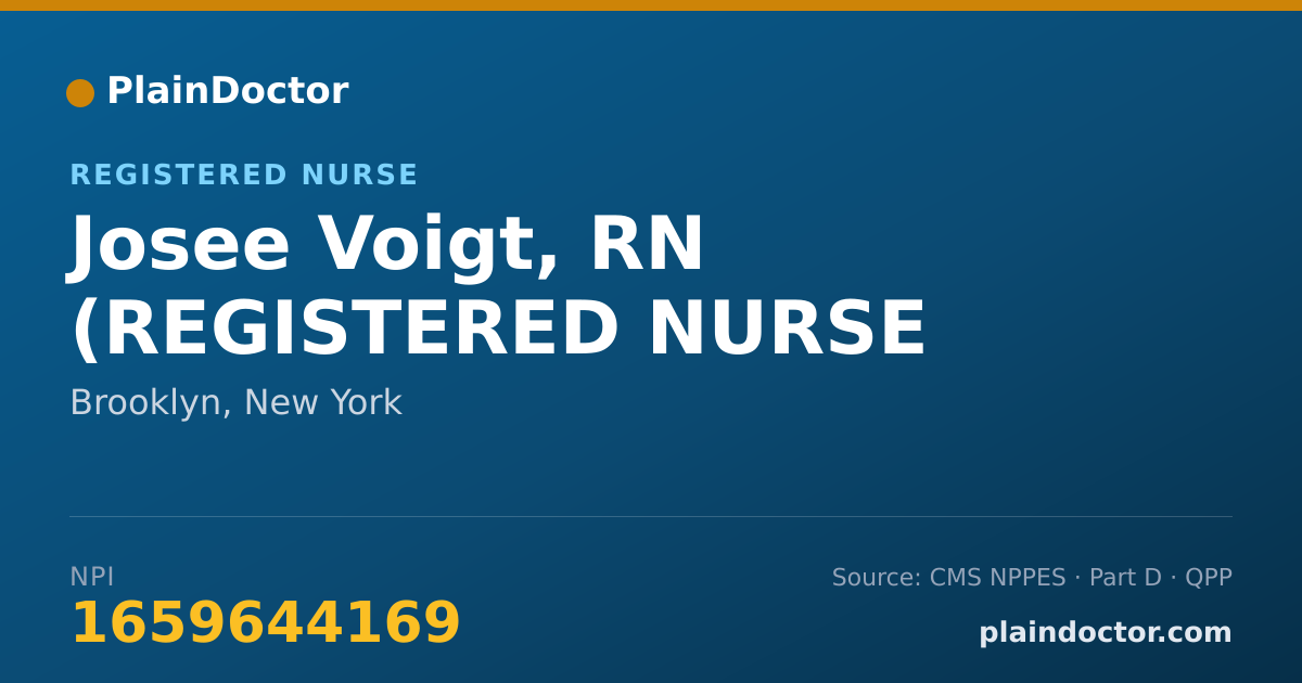 Shareable card for Josee Voigt, RN (REGISTERED NURSE - Registered Nurse, Brooklyn, NY