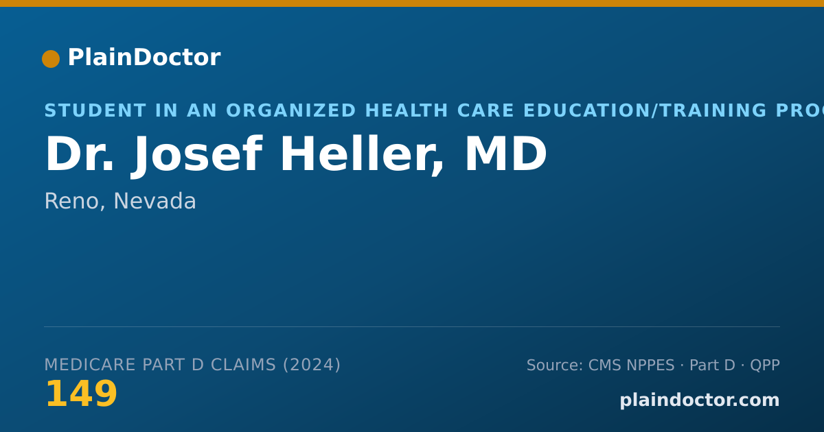 Shareable card for Josef Heller, MD - Student in an Organized Health Care Education/Training Program, Reno, NV