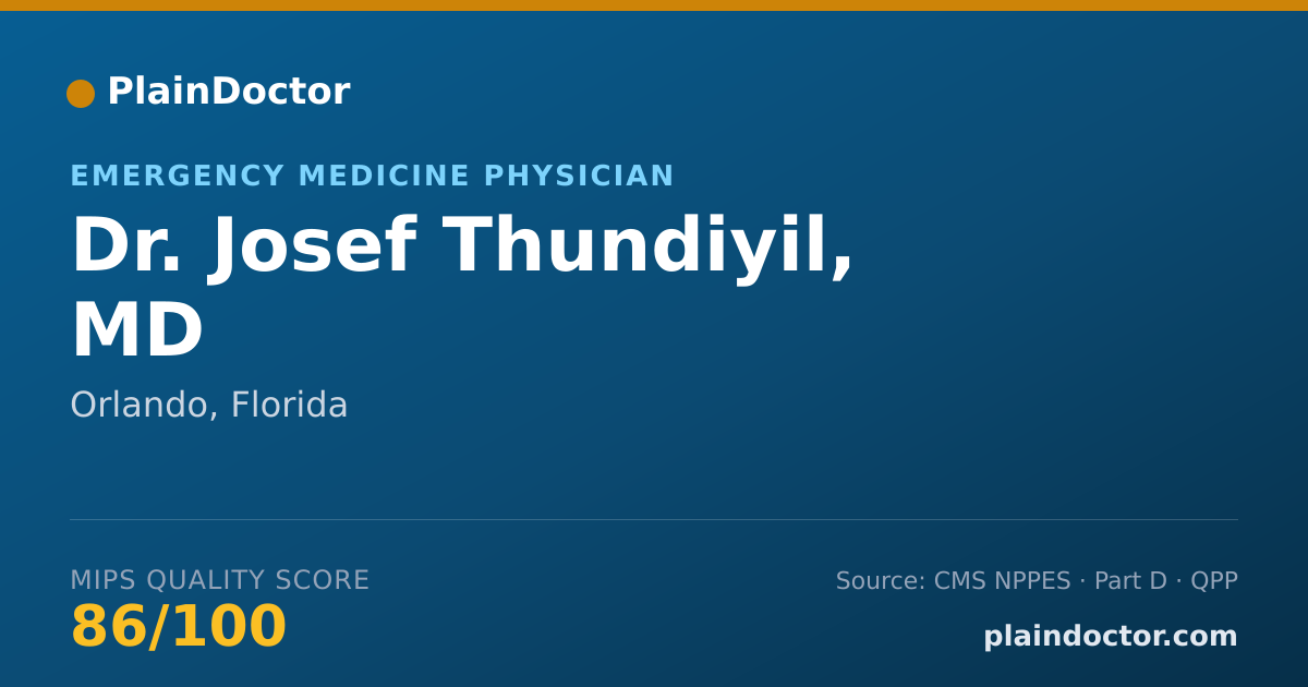 Shareable card for Josef Thundiyil, MD - Emergency Medicine Physician, Orlando, FL