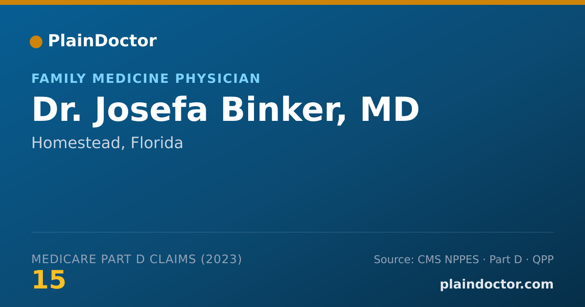 Shareable card for Josefa Binker, MD - Family Medicine Physician, Homestead, FL