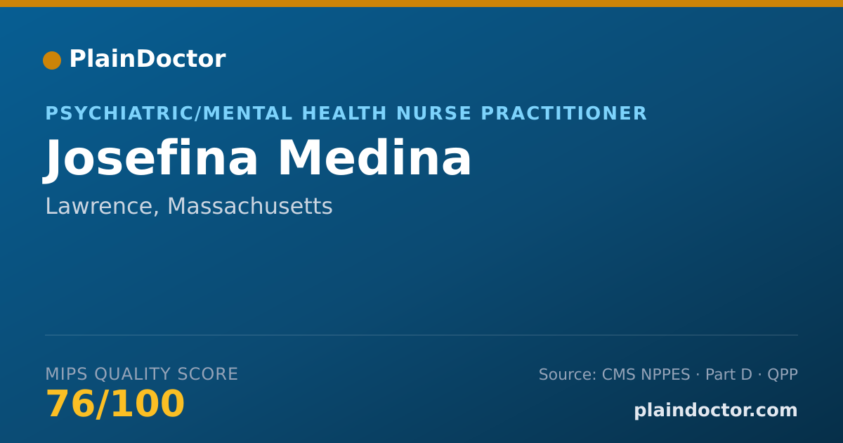 Shareable card for Josefina Medina - Psychiatric/Mental Health Nurse Practitioner, Lawrence, MA