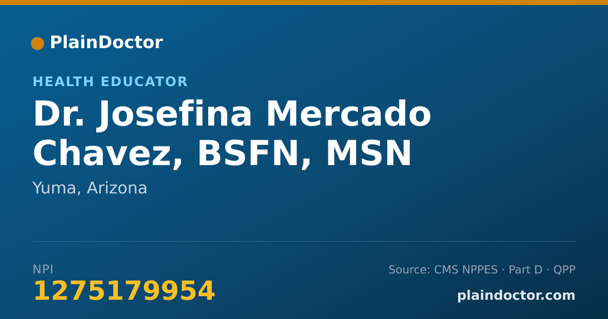 Shareable card for Josefina Mercado Chavez, BSFN, MSN - Health Educator, Yuma, AZ