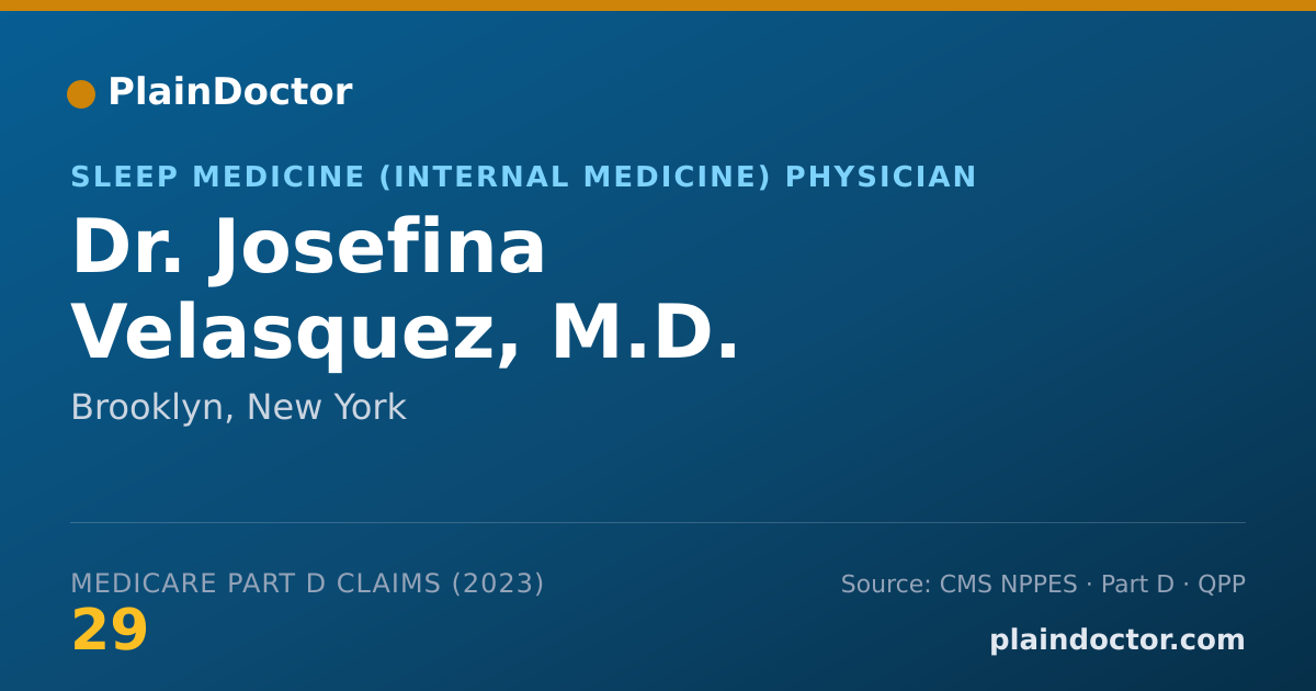 Shareable card for Josefina Velasquez, M.D. - Sleep Medicine (Internal Medicine) Physician, Brooklyn, NY