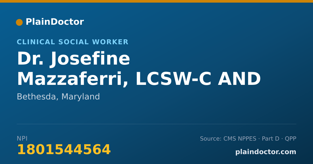 Shareable card for Josefine Mazzaferri, LCSW-C AND LICSW - Clinical Social Worker, Bethesda, MD