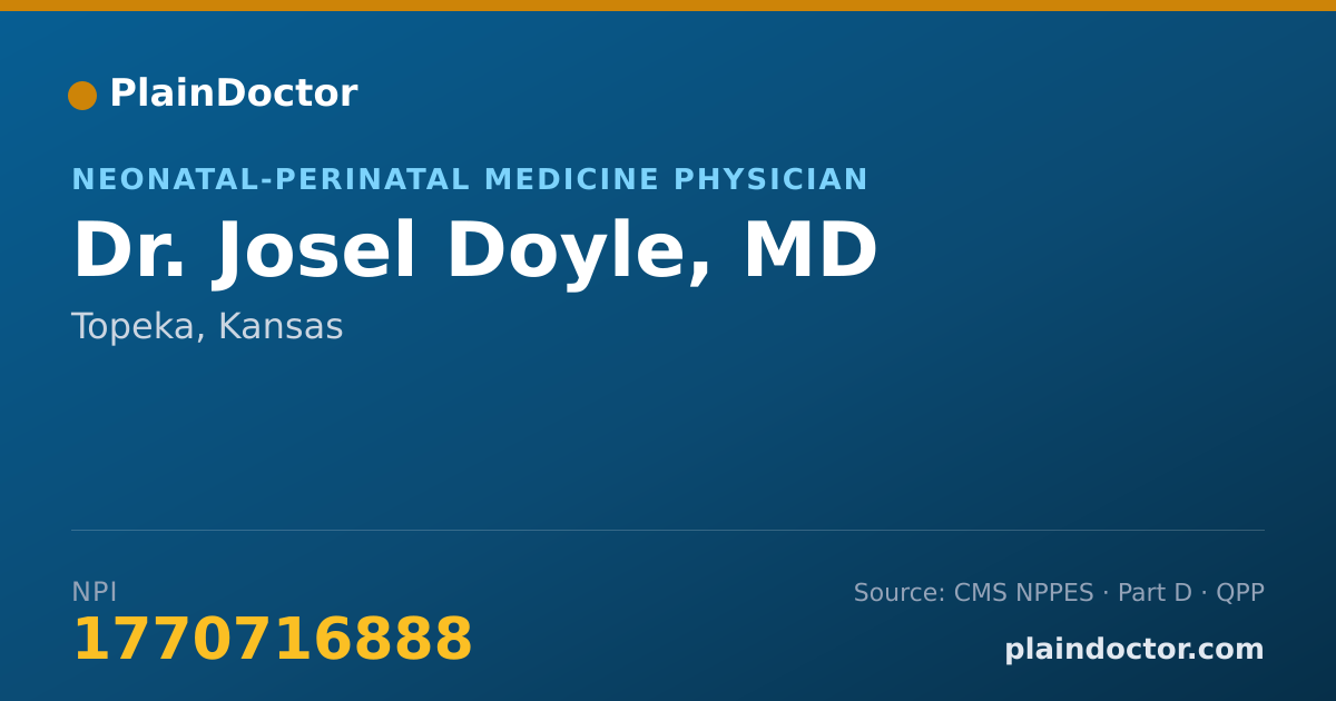 Shareable card for Josel Doyle, MD - Neonatal-Perinatal Medicine Physician, Topeka, KS