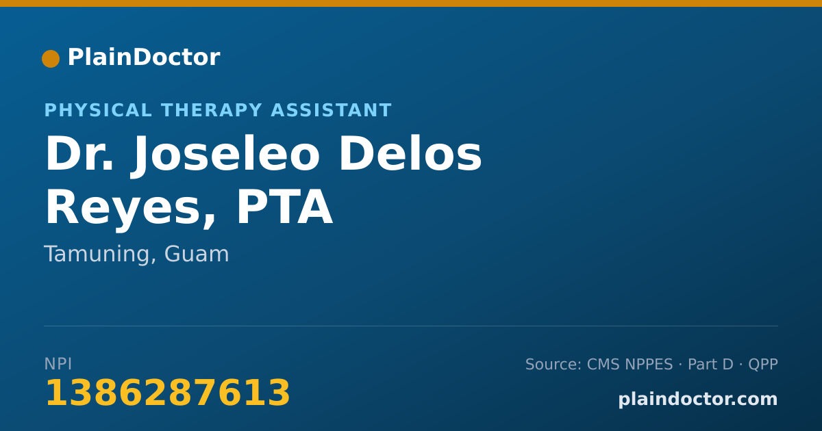 Shareable card for Joseleo Delos Reyes, PTA - Physical Therapy Assistant, Tamuning, GU