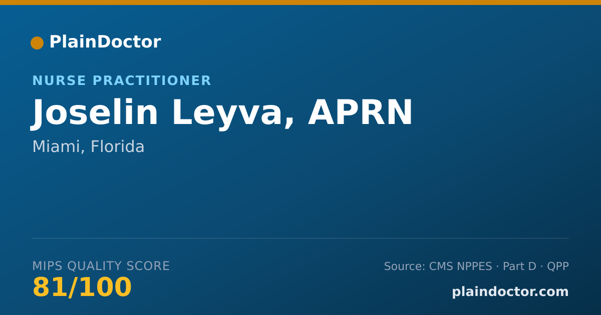 Shareable card for Joselin Leyva, APRN - Nurse Practitioner, Miami, FL