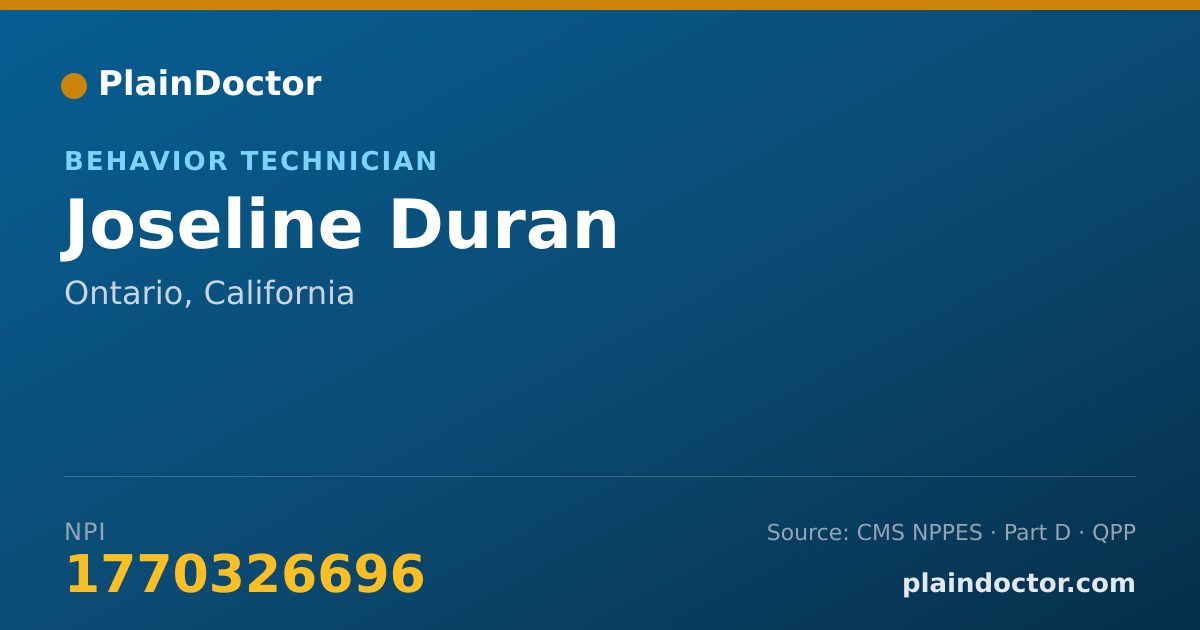 Shareable card for Joseline Duran - Behavior Technician, Ontario, CA