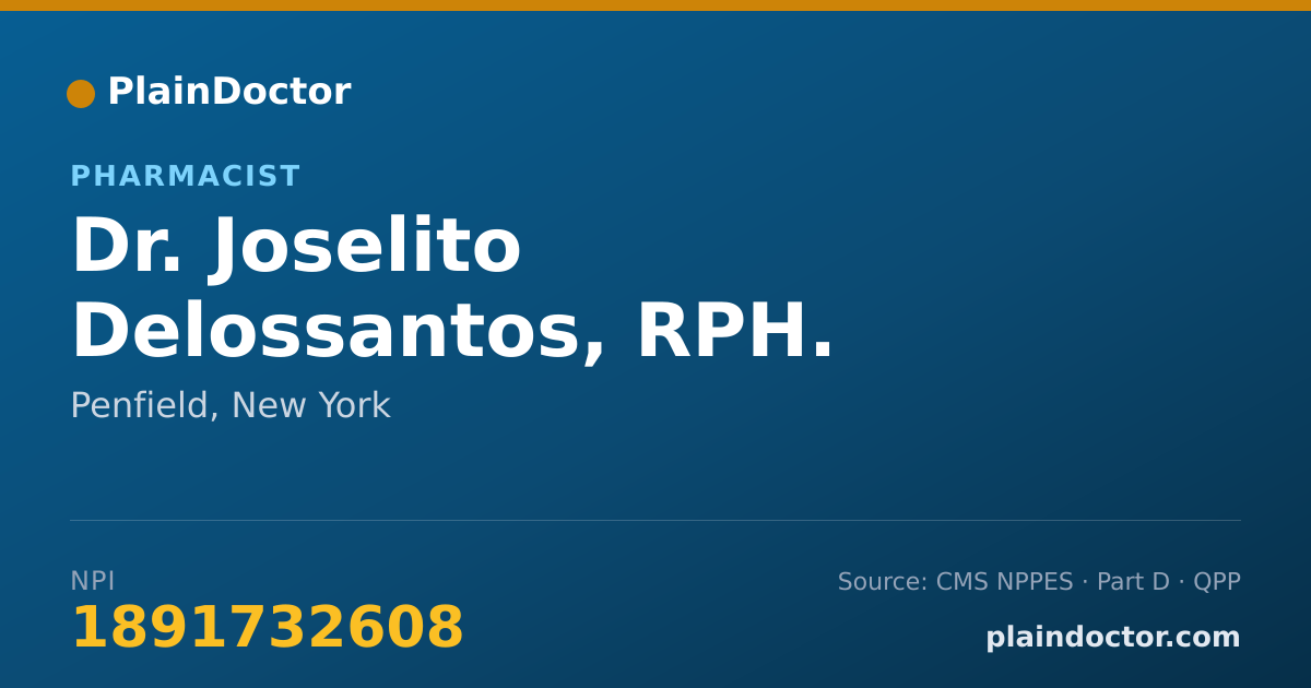 Shareable card for Joselito Delossantos, RPH. - Pharmacist, Penfield, NY