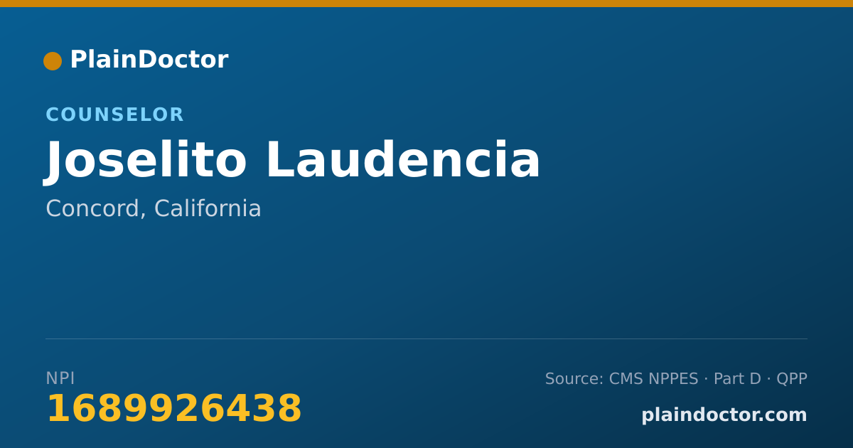 Shareable card for Joselito Laudencia - Counselor, Concord, CA