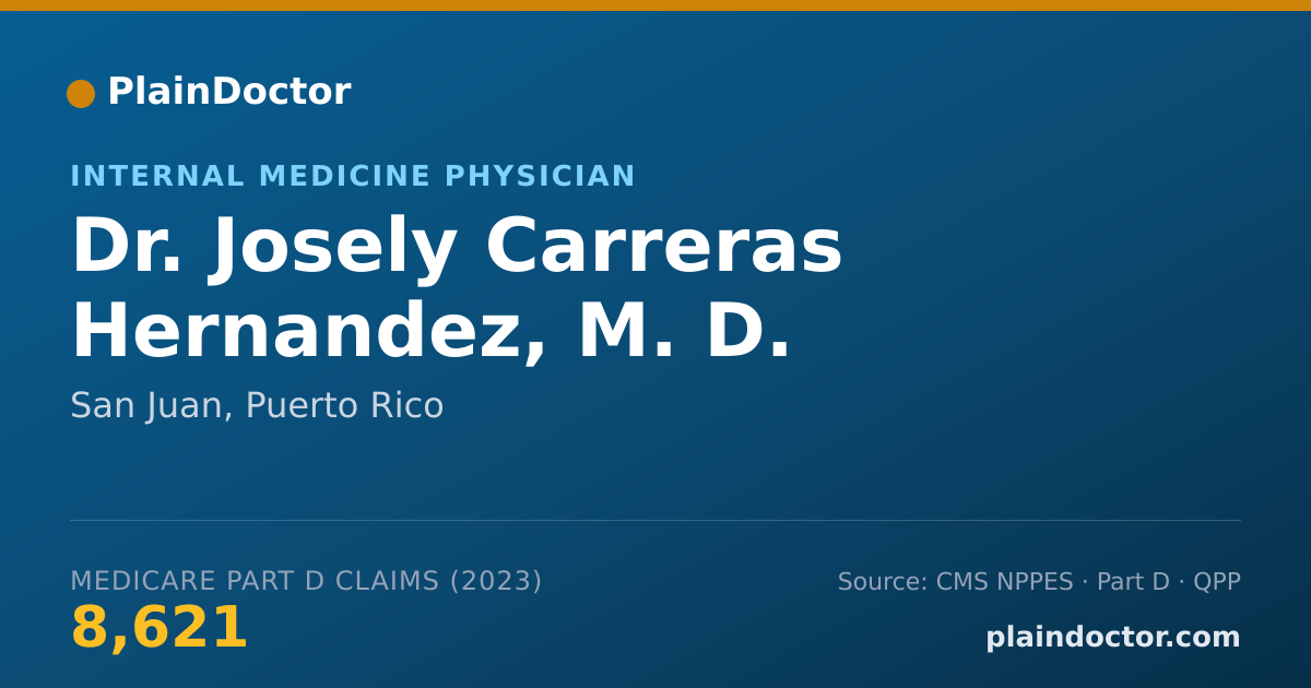 Shareable card for Josely Carreras Hernandez, M. D. - Internal Medicine Physician, San Juan, PR