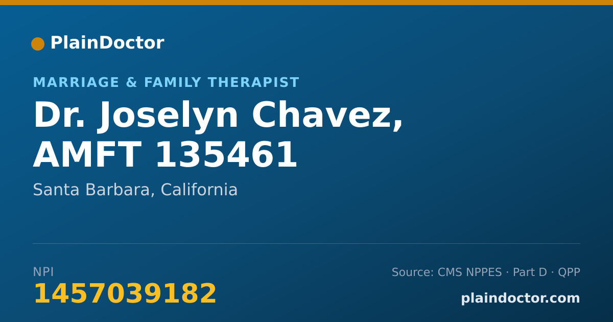 Shareable card for Joselyn Chavez, AMFT 135461 - Marriage & Family Therapist, Santa Barbara, CA