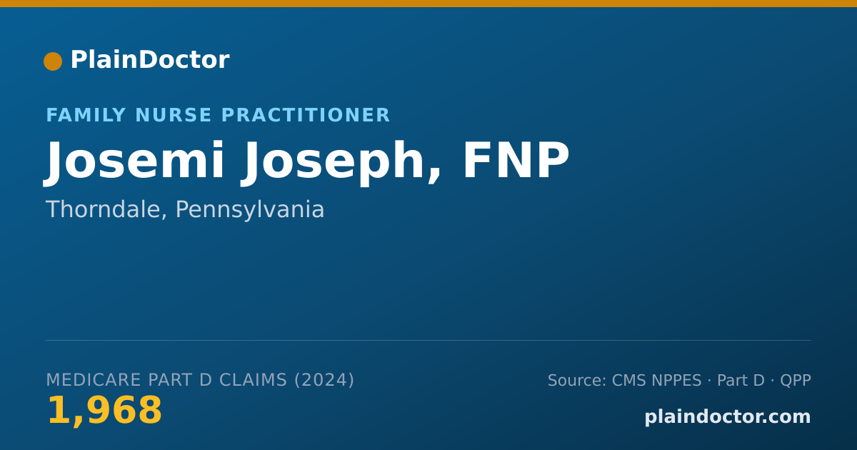 Shareable card for Josemi Joseph, FNP - Family Nurse Practitioner, Thorndale, PA