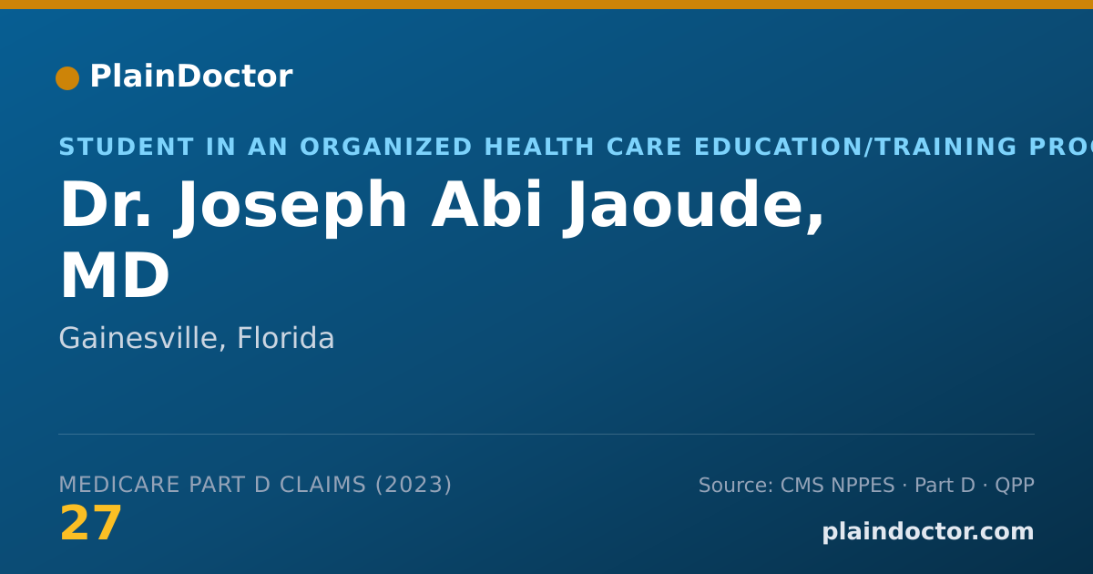 Shareable card for Joseph Abi Jaoude, MD - Student in an Organized Health Care Education/Training Program, Gainesville, FL