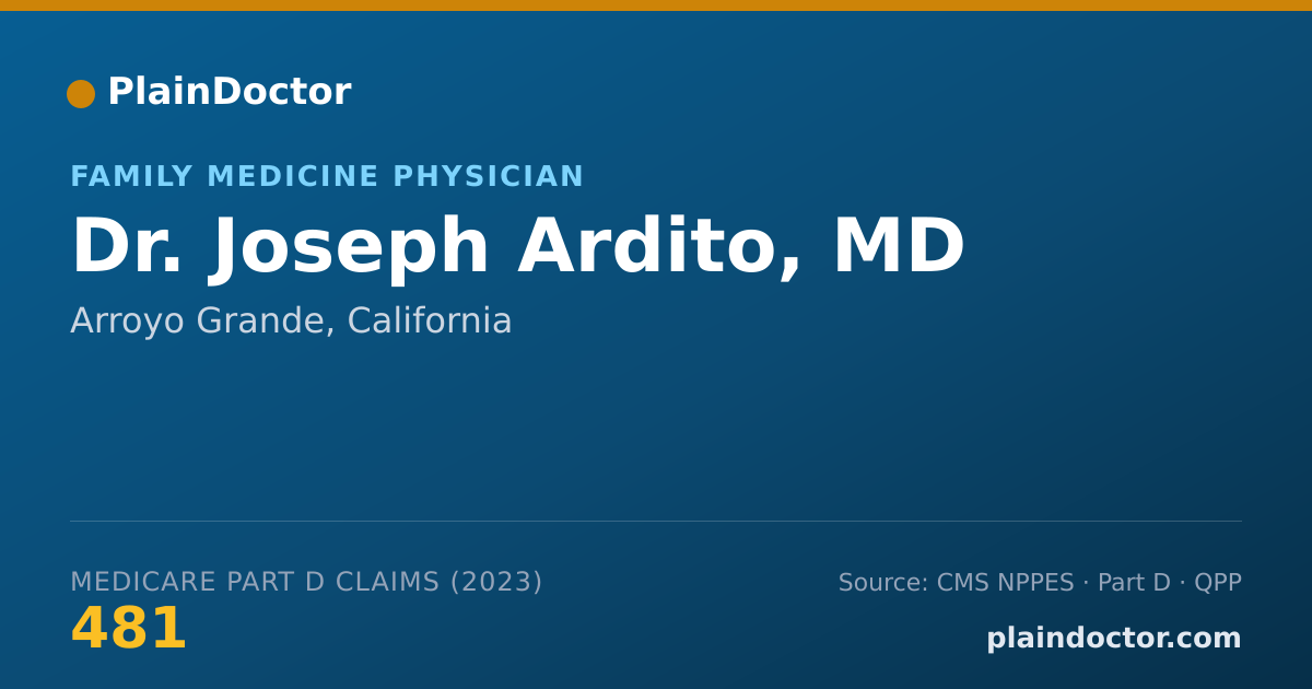 Shareable card for Joseph Ardito, MD - Family Medicine Physician, Arroyo Grande, CA