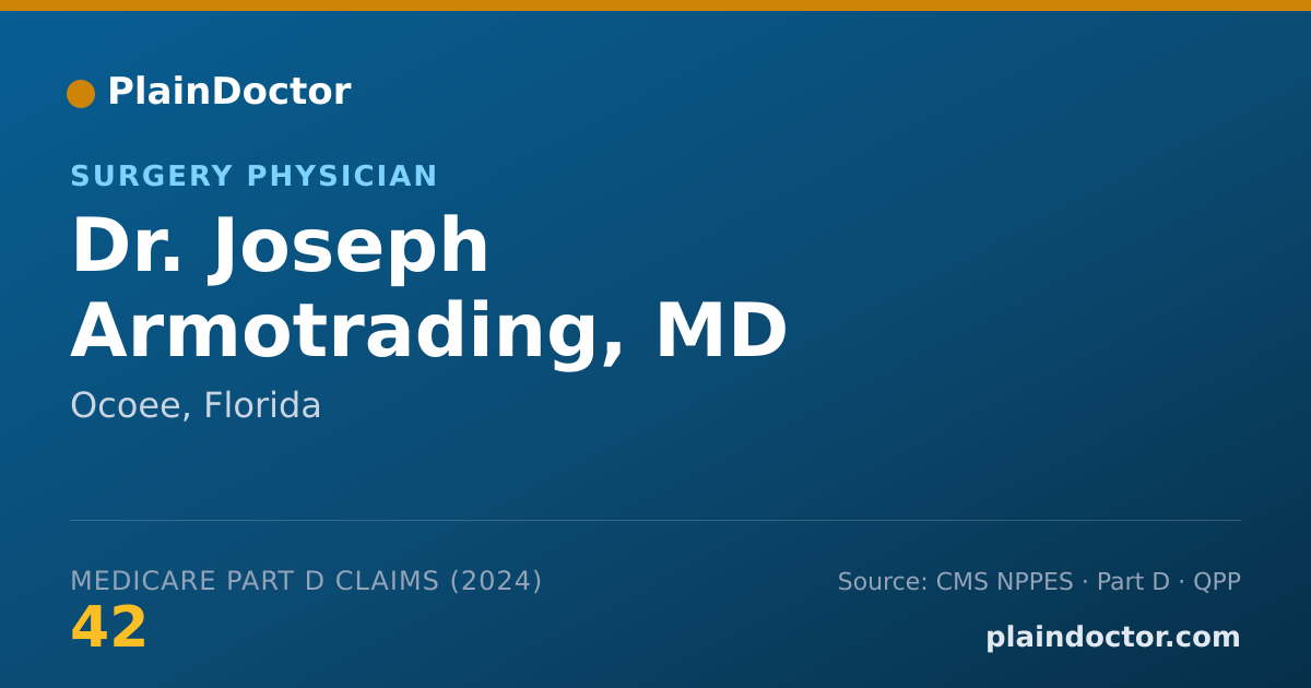 Shareable card for Joseph Armotrading, MD - Surgery Physician, Ocoee, FL