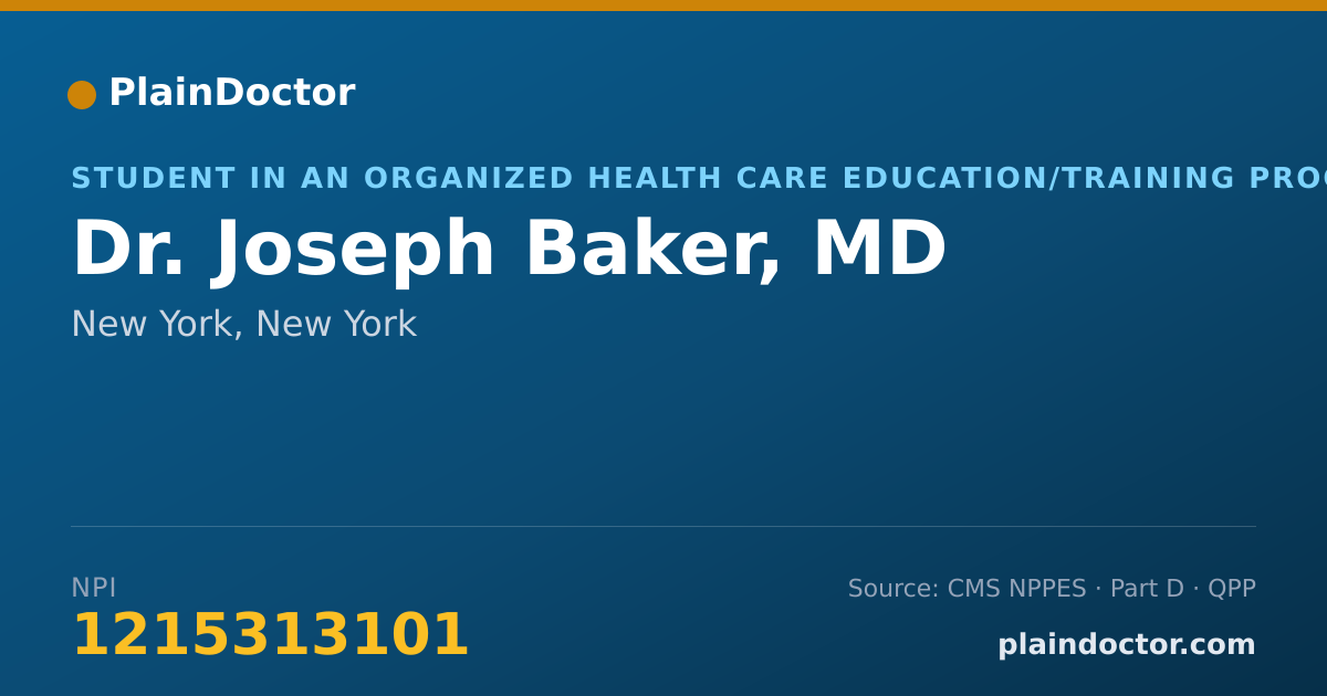 Shareable card for Joseph Baker, MD - Student in an Organized Health Care Education/Training Program, New York, NY