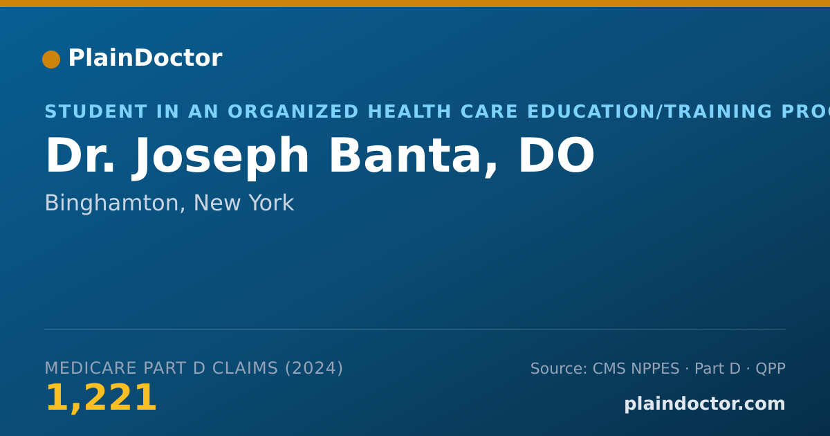 Shareable card for Joseph Banta, DO - Student in an Organized Health Care Education/Training Program, Binghamton, NY