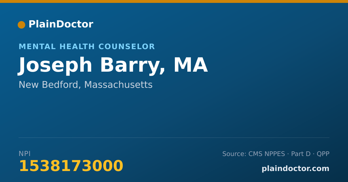 Shareable card for Joseph Barry, MA - Mental Health Counselor, New Bedford, MA