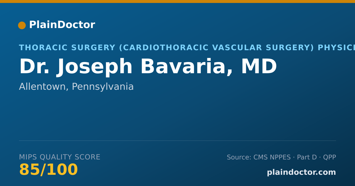 Shareable card for Joseph Bavaria, MD - Thoracic Surgery (Cardiothoracic Vascular Surgery) Physician, Allentown, PA