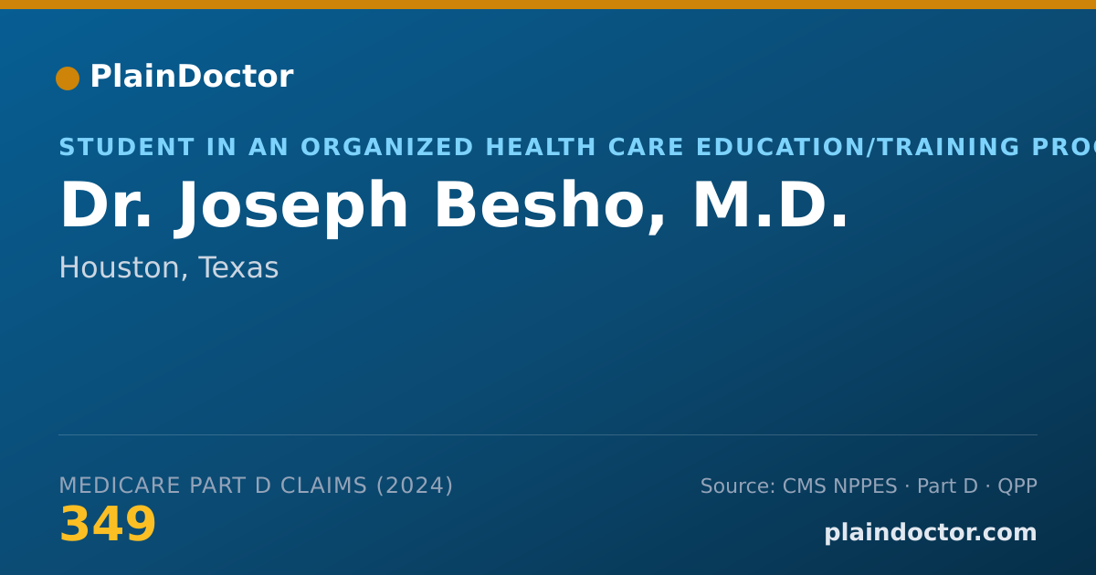Shareable card for Joseph Besho, M.D. - Student in an Organized Health Care Education/Training Program, Houston, TX