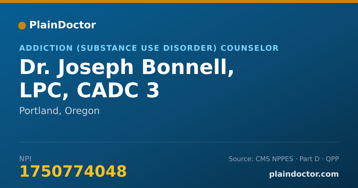 Shareable card for Joseph Bonnell, LPC, CADC 3 - Addiction (Substance Use Disorder) Counselor, Portland, OR