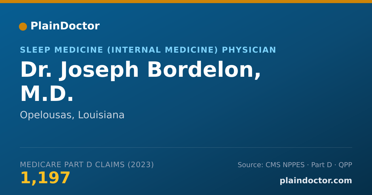 Shareable card for Joseph Bordelon, M.D. - Sleep Medicine (Internal Medicine) Physician, Opelousas, LA