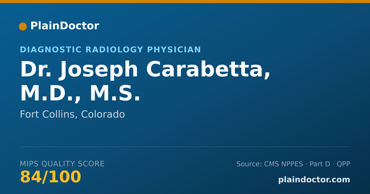 Shareable card for Joseph Carabetta, M.D., M.S. - Diagnostic Radiology Physician, Fort Collins, CO