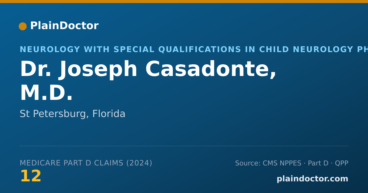 Shareable card for Joseph Casadonte, M.D. - Neurology with Special Qualifications in Child Neurology Physician, St Petersburg, FL