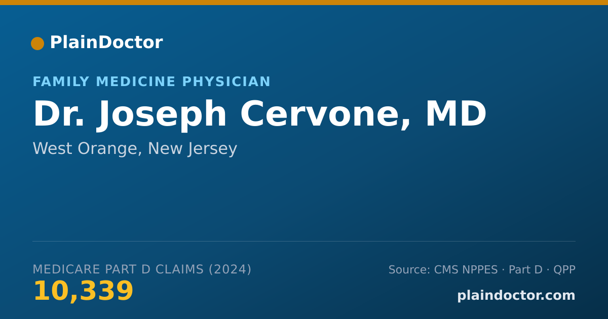 Shareable card for Joseph Cervone, MD - Family Medicine Physician, West Orange, NJ