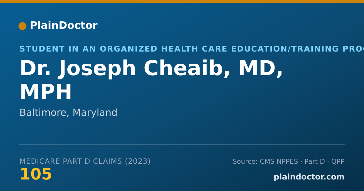 Shareable card for Joseph Cheaib, MD, MPH - Student in an Organized Health Care Education/Training Program, Baltimore, MD