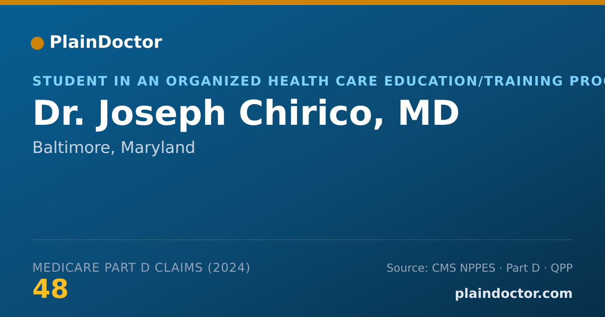 Shareable card for Joseph Chirico, MD - Student in an Organized Health Care Education/Training Program, Baltimore, MD