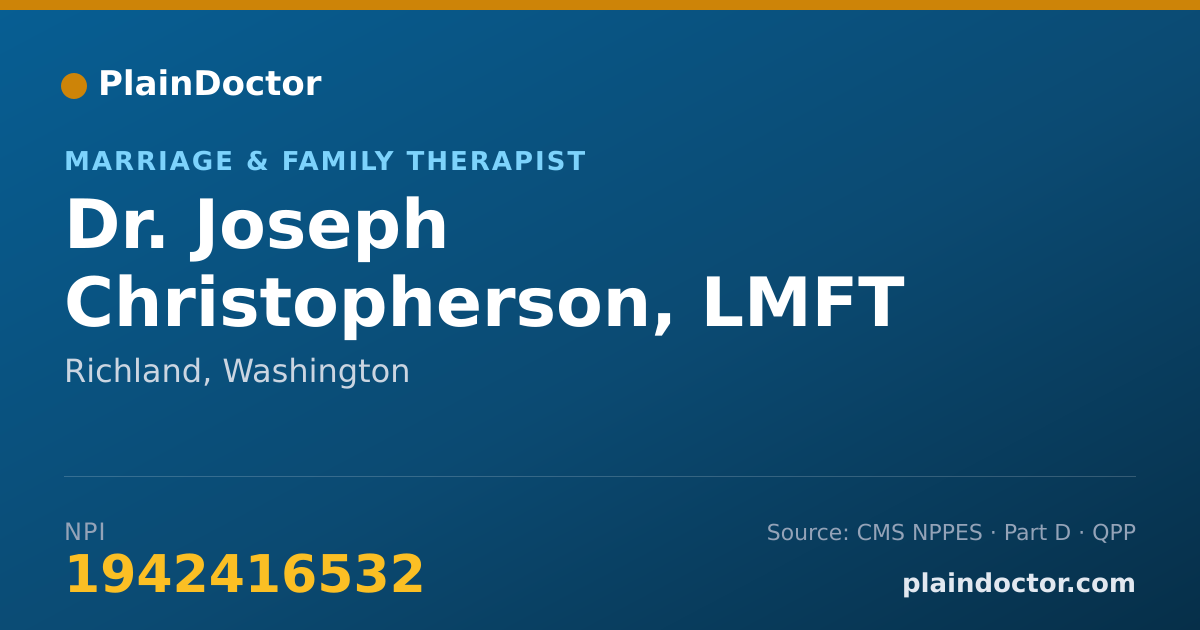 Shareable card for Joseph Christopherson, LMFT - Marriage & Family Therapist, Richland, WA