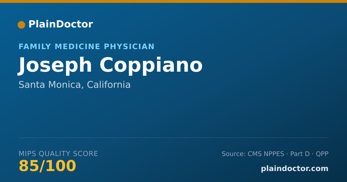 Shareable card for Joseph Coppiano - Family Medicine Physician, Santa Monica, CA