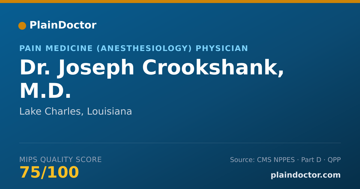 Shareable card for Joseph Crookshank, M.D. - Pain Medicine (Anesthesiology) Physician, Lake Charles, LA
