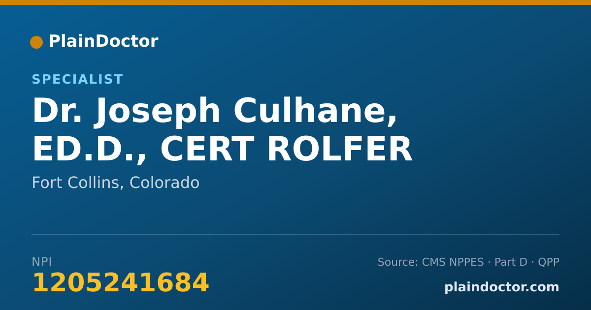 Shareable card for Joseph Culhane, ED.D., CERT ROLFER - Specialist, Fort Collins, CO