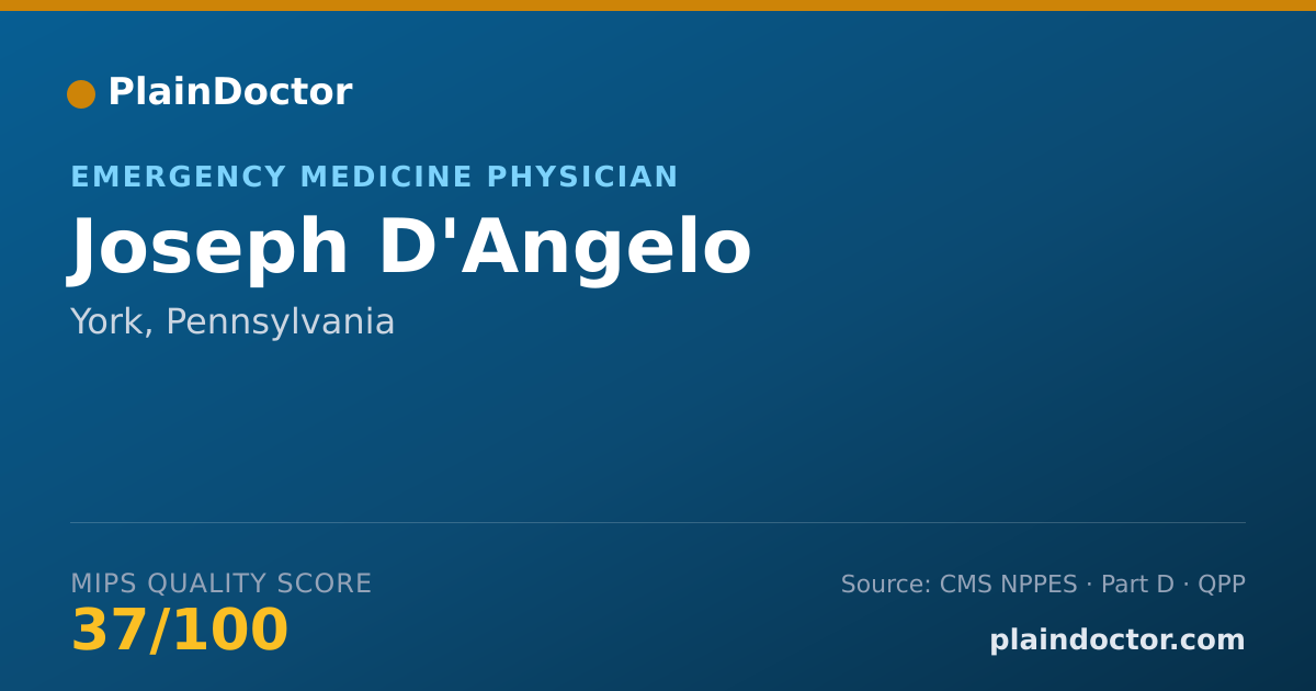 Shareable card for Joseph D'Angelo - Emergency Medicine Physician, York, PA