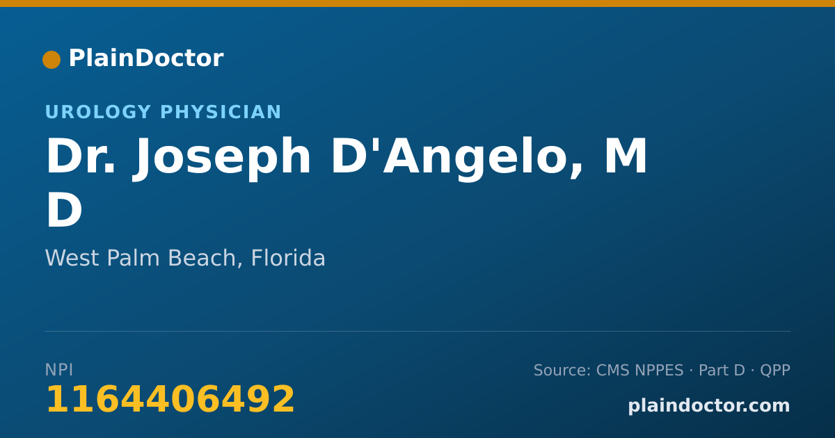Shareable card for Joseph D'Angelo, M D - Urology Physician, West Palm Beach, FL