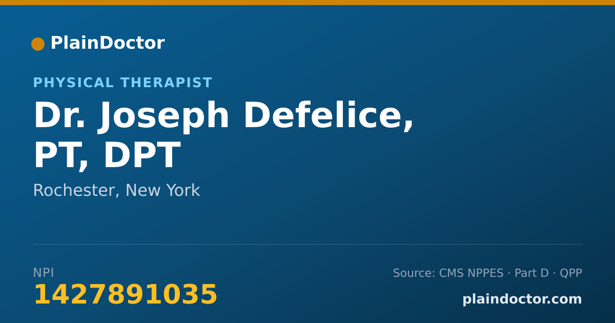 Shareable card for Joseph Defelice, PT, DPT - Physical Therapist, Rochester, NY