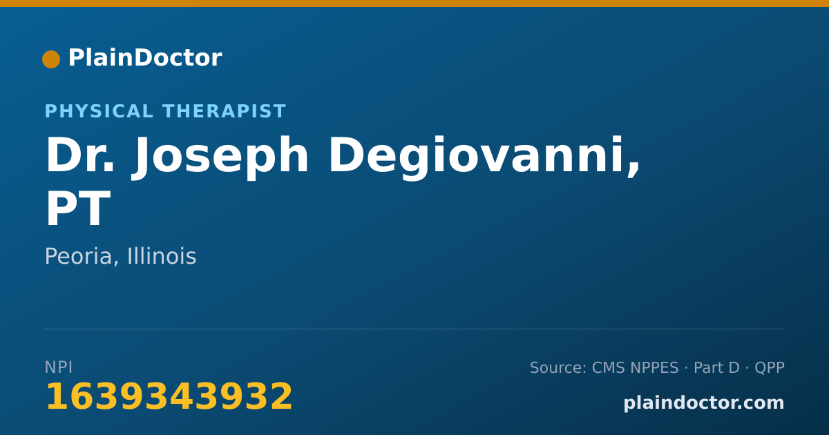 Shareable card for Joseph Degiovanni, PT - Physical Therapist, Peoria, IL