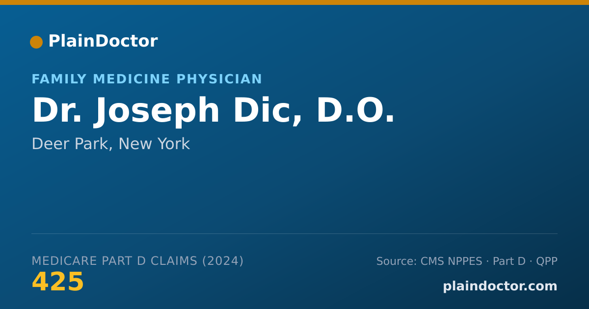 Shareable card for Joseph Dic, D.O. - Family Medicine Physician, Deer Park, NY