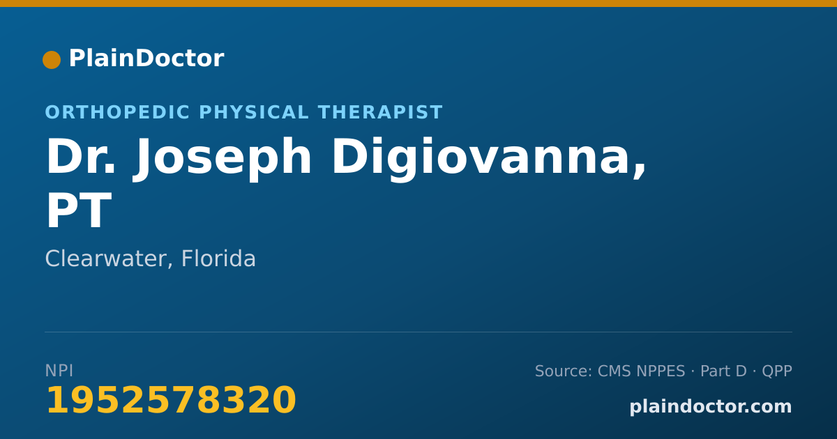 Shareable card for Joseph Digiovanna, PT - Orthopedic Physical Therapist, Clearwater, FL