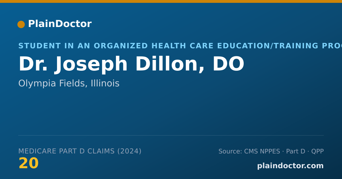 Shareable card for Joseph Dillon, DO - Student in an Organized Health Care Education/Training Program, Olympia Fields, IL