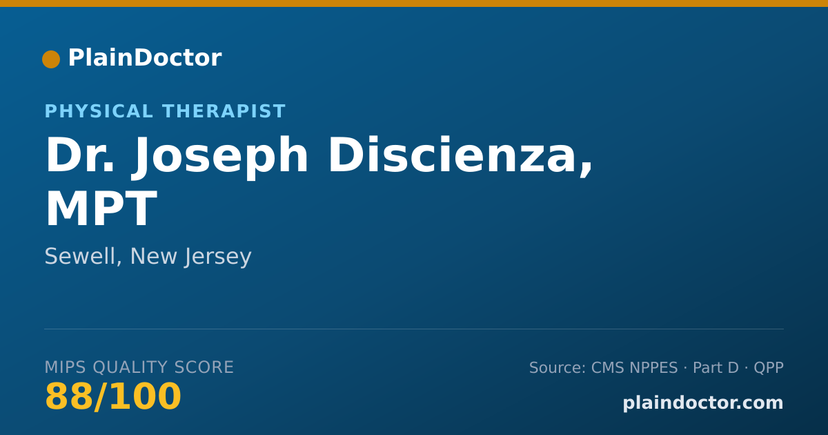 Shareable card for Joseph Discienza, MPT - Physical Therapist, Sewell, NJ