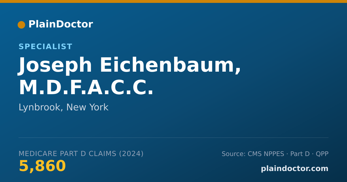 Shareable card for Joseph Eichenbaum, M.D.F.A.C.C. - Specialist, Lynbrook, NY