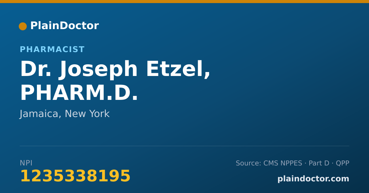 Shareable card for Joseph Etzel, PHARM.D. - Pharmacist, Jamaica, NY