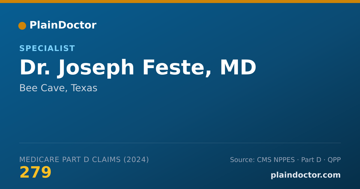 Shareable card for Joseph Feste, MD - Specialist, Bee Cave, TX