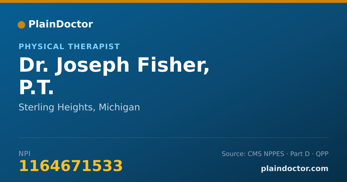 Shareable card for Joseph Fisher, P.T. - Physical Therapist, Sterling Heights, MI